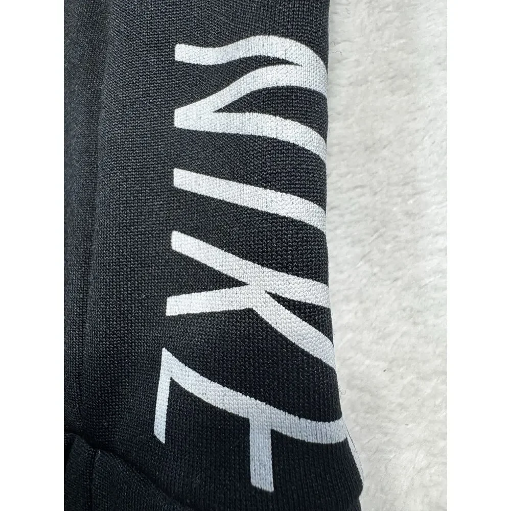 Nike Vintage Black Hoodie Rare Center Swoosh Logo Sleeve Print Size M Men’s